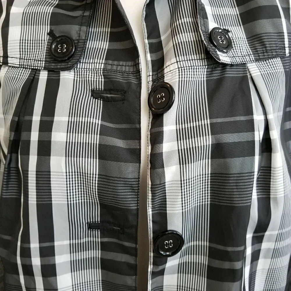 Vtg United Colors Of Benetton Girls Sz XL Jacket Black & White Plaid 90s Shacket